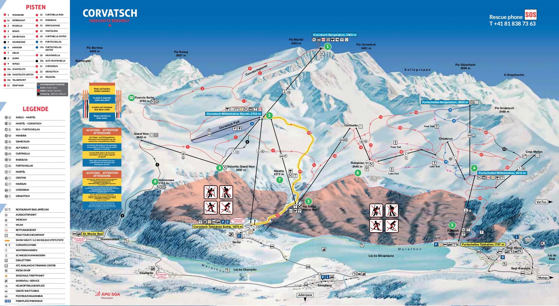 Corvatsch - St Moritz ski map